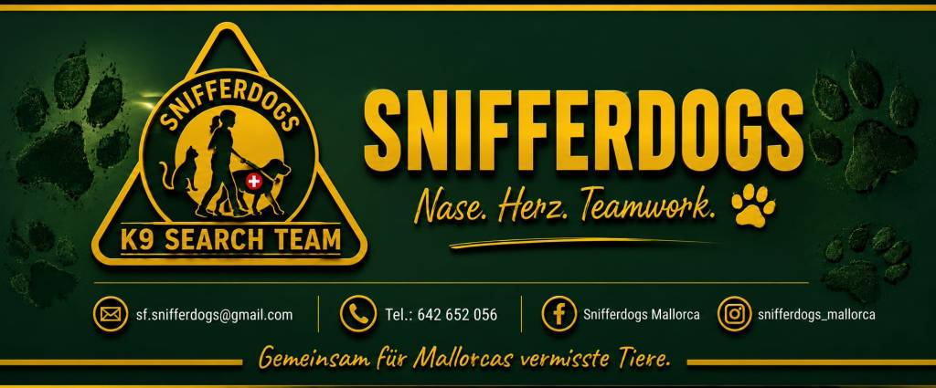 Sniffer Dogs Mallorca Hundetraining Mantrailing Nasenarbeit und Suche nach vermissten Tieren