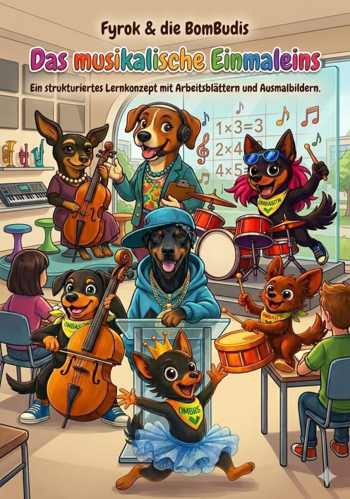 Musikalische Lernbücher von Fyrok und die BomBudis mit Musik, Arbeitsblättern und Lernspaß für Kinder
